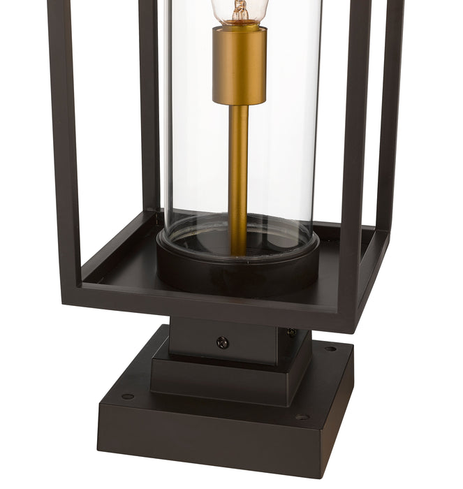 Outdoor Pier Mounted Fixture Z-Lite 584PHMS-SQPM-DBZ Deep Bronze + Outdoor Brass Dunbroch 1 Light Outdoor Pier Mounted Fixture Z-Lite