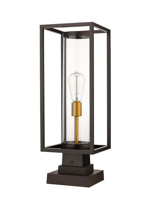 Outdoor Pier Mounted Fixture Z-Lite 584PHMS-SQPM-DBZ Deep Bronze + Outdoor Brass Dunbroch 1 Light Outdoor Pier Mounted Fixture Z-Lite