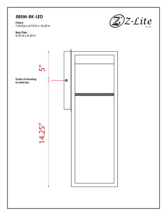 Outdoor Wall Light Z-Lite 585M-BK-LED Black Barwick 1 Light Outdoor Wall Light Z-Lite
