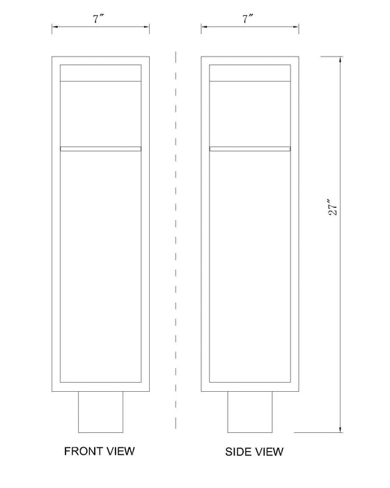 Outdoor Post Mount Fixture Z-Lite 585PHBR-BK-LED Black Barwick 1 Light Outdoor Post Mount Fixture Z-Lite