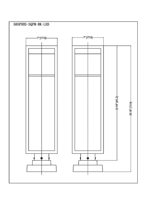 Outdoor Pier Mounted Fixture Z-Lite 585PHBS-SQPM-BK-LED Black Barwick 1 Light Outdoor Pier Mounted Fixture Z-Lite
