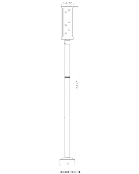 Outdoor Post Mounted Fixture Z-Lite 586PHBR-567P-BK Black Glenwood 1 Light Outdoor Post Mounted Fixture Z-Lite