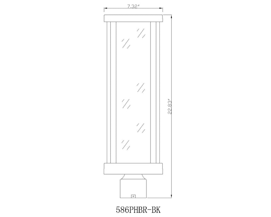 Outdoor Post Mount Fixture Z-Lite 586PHBR-BK Black Glenwood 1 Light Outdoor Post Mount Fixture Z-Lite
