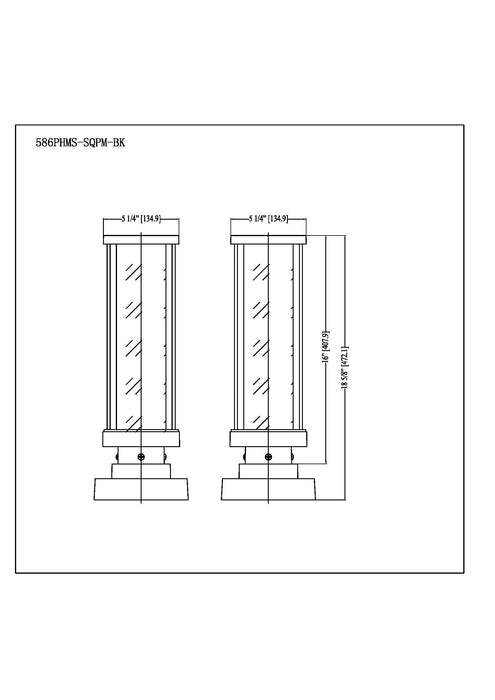 Outdoor Pier Mounted Fixture Z-Lite 586PHMS-SQPM-BK Black Glenwood 1 Light Outdoor Pier Mounted Fixture Z-Lite