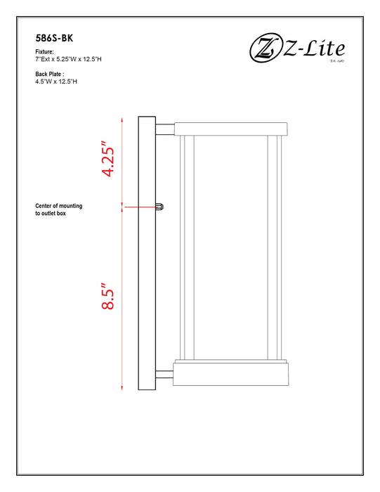 Outdoor Wall Light Z-Lite 586S-BK Black Glenwood 1 Light Outdoor Wall Light Z-Lite