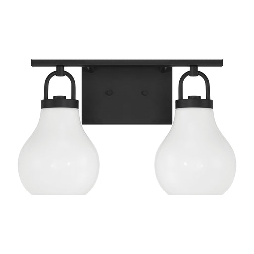 Vanity Light Thesis 207851A Mansfield 16 inch 2 light Matte Black Vanity Light with Opal Glass Shades THESIS