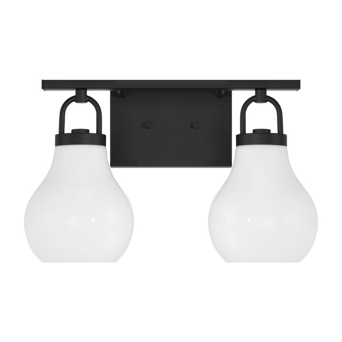 Vanity Light Thesis 207851A Mansfield 16 inch 2 light Matte Black Vanity Light with Opal Glass Shades THESIS
