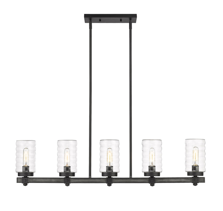 Outdoor Linear Chandelier Z-Lite 588-5L-ABB Ashen Barnboard Tahoe 5 Light Outdoor Linear Chandelier Z-Lite