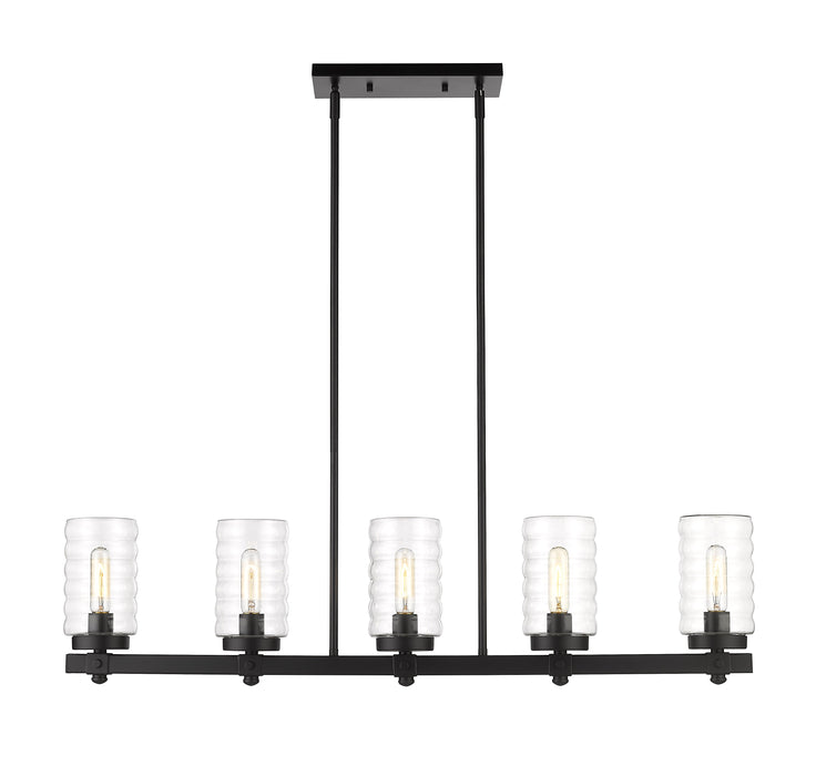 Outdoor Linear Chandelier Z-Lite 588-5L-BK Matte Black Tahoe 5 Light Outdoor Linear Chandelier Z-Lite