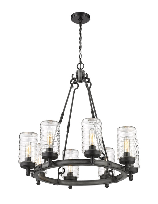 Outdoor Chandelier Z-Lite 588-8ABB Ashen Barnboard Tahoe 8 Light Outdoor Chandelier Z-Lite