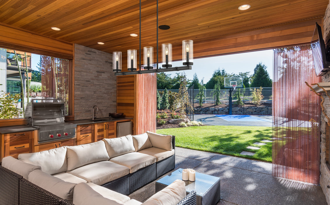 Outdoor Linear Chandelier Z-Lite 589-5L-ABB Ashen Barnboard Marlow 5 Light Outdoor Linear Chandelier Z-Lite