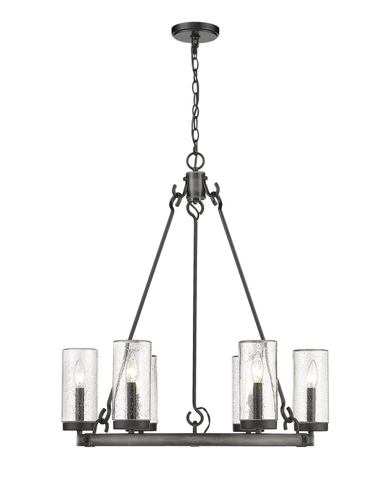 Outdoor Chandelier Z-Lite 589-6ABB Ashen Barnboard Marlow 6 Light Outdoor Chandelier Z-Lite