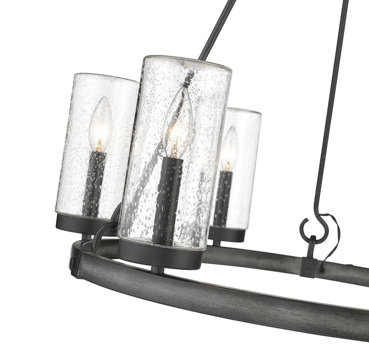 Outdoor Chandelier Z-Lite 589-6ABB Ashen Barnboard Marlow 6 Light Outdoor Chandelier Z-Lite