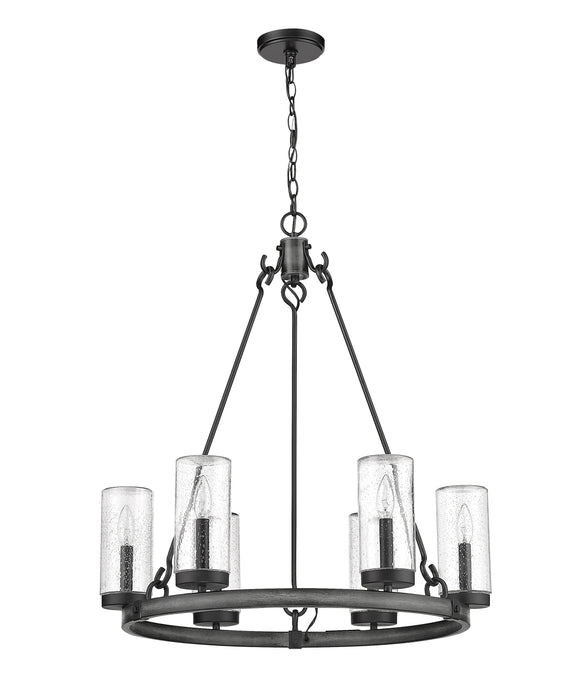 Outdoor Chandelier Z-Lite 589-6ABB Ashen Barnboard Marlow 6 Light Outdoor Chandelier Z-Lite