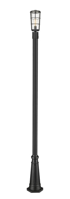 Outdoor Post Mounted Fixture Z-Lite 591PHM-519P-BK Black Helix 1 Light Outdoor Post Mounted Fixture Z-Lite