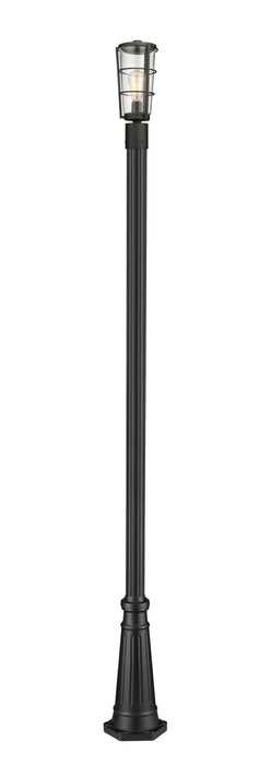 Outdoor Post Mounted Fixture Z-Lite 591PHM-519P-BK Black Helix 1 Light Outdoor Post Mounted Fixture Z-Lite