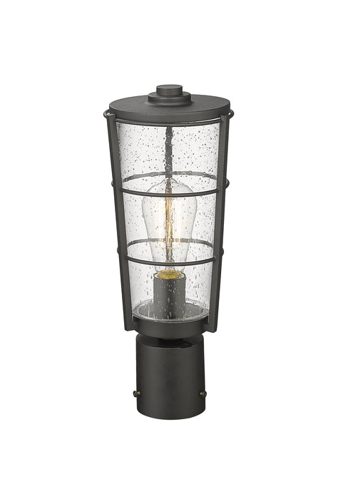 Outdoor Post Mount Fixture Z-Lite 591PHM-BK Black Helix 1 Light Outdoor Post Mount Fixture Z-Lite