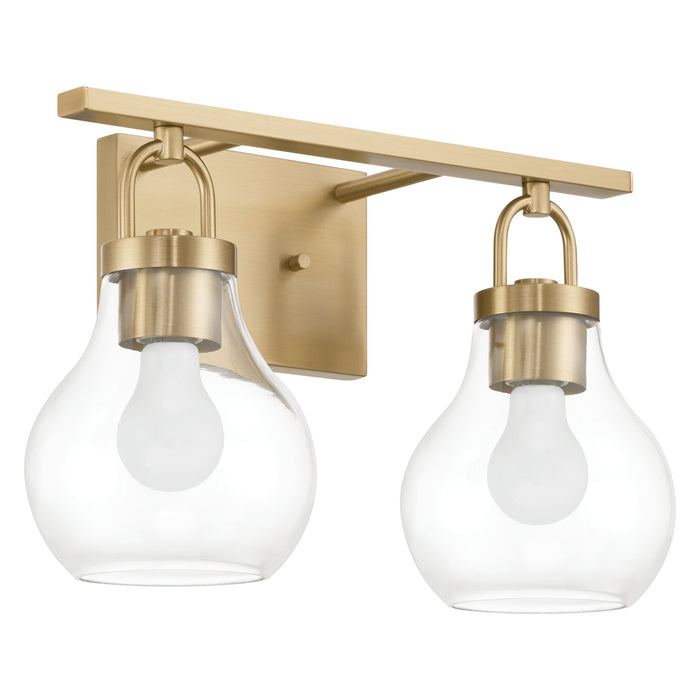Vanity Light Thesis 207639A Mansfield 16 inch 2 light Champagne Gold Vanity Light with Clear Glass Shades THESIS