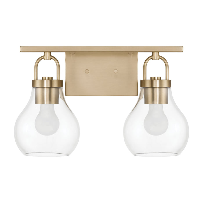 Vanity Light Thesis 207639A Mansfield 16 inch 2 light Champagne Gold Vanity Light with Clear Glass Shades THESIS