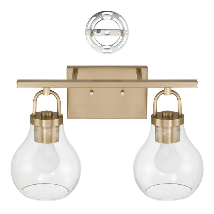 Vanity Light Thesis 207639A Mansfield 16 inch 2 light Champagne Gold Vanity Light with Clear Glass Shades THESIS