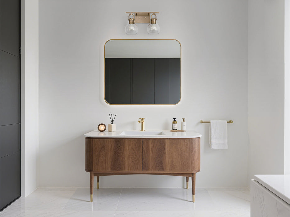 Vanity Light Thesis 207639A Mansfield 16 inch 2 light Champagne Gold Vanity Light with Clear Glass Shades THESIS