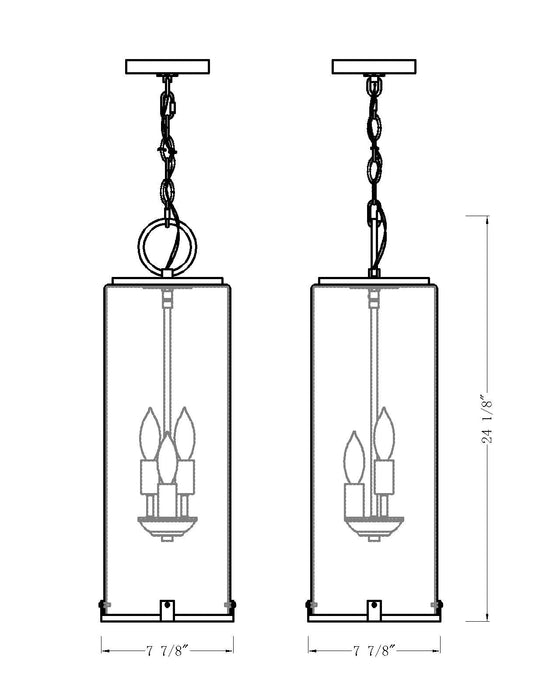 Outdoor Chain Mount Ceiling Fixture Z-Lite 592CHB-BK Black Sana 3 Light Outdoor Chain Mount Ceiling Fixture Z-Lite