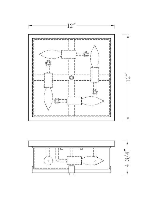 Outdoor Flush Mount Z-Lite 592F-BK Black Sana 4 Light Outdoor Flush Mount Z-Lite