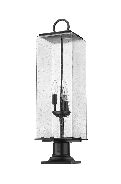 Outdoor Pier Mounted Fixture Z-Lite 592PHBR-533PM-BK Black Sana 3 Light Outdoor Pier Mounted Fixture Z-Lite
