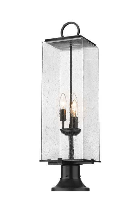 Outdoor Pier Mounted Fixture Z-Lite 592PHBR-553PM-BK Black Sana 3 Light Outdoor Pier Mounted Fixture Z-Lite