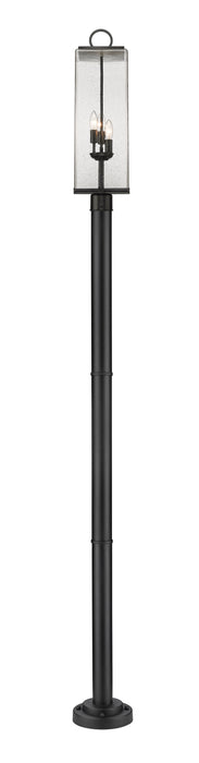 Outdoor Post Mounted Fixture Z-Lite 592PHBR-567P-BK Black Sana 3 Light Outdoor Post Mounted Fixture Z-Lite