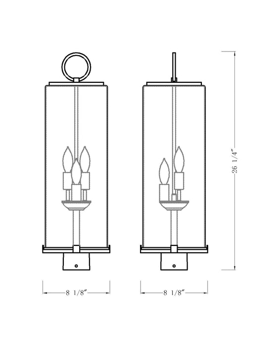 Outdoor Post Mount Fixture Z-Lite 592PHBS-BK Black Sana 3 Light Outdoor Post Mount Fixture Z-Lite