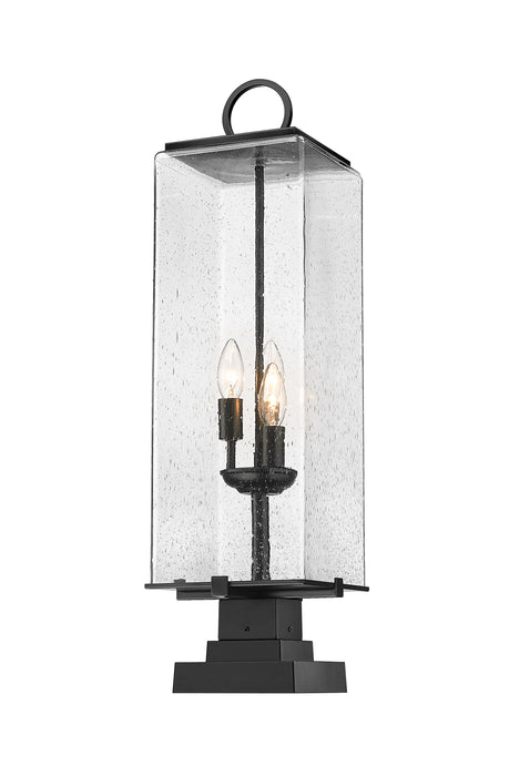 Outdoor Pier Mounted Fixture Z-Lite 592PHBS-SQPM-BK Black Sana 3 Light Outdoor Pier Mounted Fixture Z-Lite