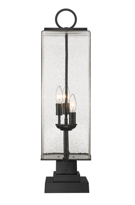 Outdoor Pier Mounted Fixture Z-Lite 592PHBS-SQPM-BK Black Sana 3 Light Outdoor Pier Mounted Fixture Z-Lite