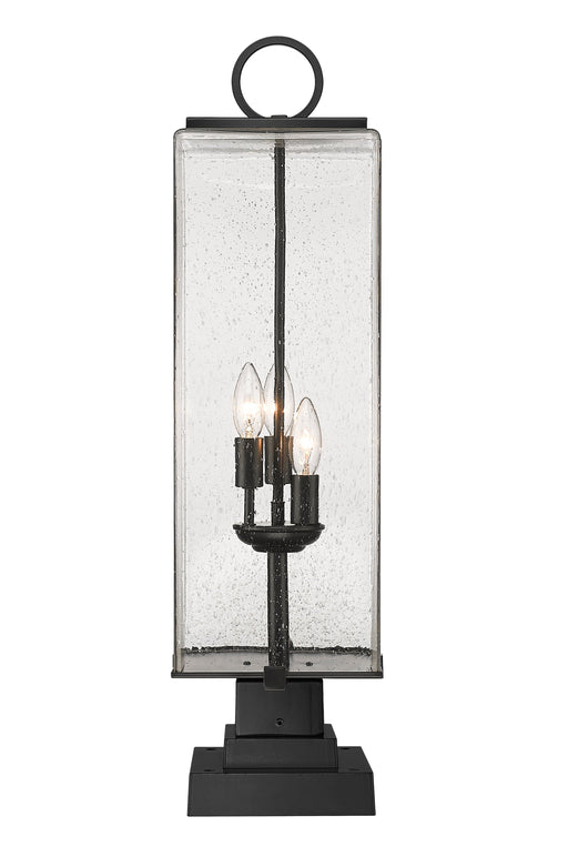 Outdoor Pier Mounted Fixture Z-Lite 592PHBS-SQPM-BK Black Sana 3 Light Outdoor Pier Mounted Fixture Z-Lite