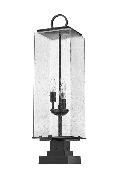 Outdoor Pier Mounted Fixture Z-Lite 592PHBS-SQPM-BK Black Sana 3 Light Outdoor Pier Mounted Fixture Z-Lite