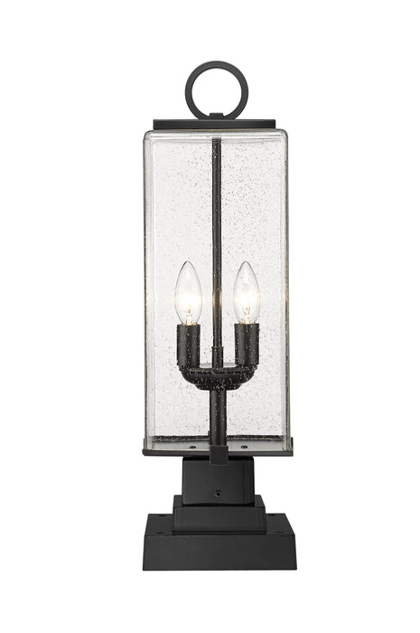 Outdoor Pier Mounted Fixture Z-Lite 592PHMS-SQPM-BK Black Sana 2 Light Outdoor Pier Mounted Fixture Z-Lite