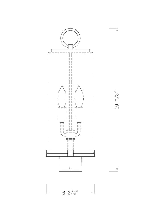 Outdoor Post Mount Fixture Z-Lite 593PHMS-BK Black Sana 2 Light Outdoor Post Mount Fixture Z-Lite