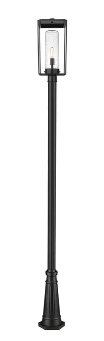 Outdoor Post Mounted Fixture Z-Lite 594PHBR-519P-BK Black Sheridan 1 Light Outdoor Post Mounted Fixture Z-Lite