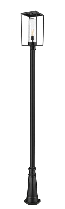 Outdoor Post Mounted Fixture Z-Lite 594PHBR-519P-BK Black Sheridan 1 Light Outdoor Post Mounted Fixture Z-Lite