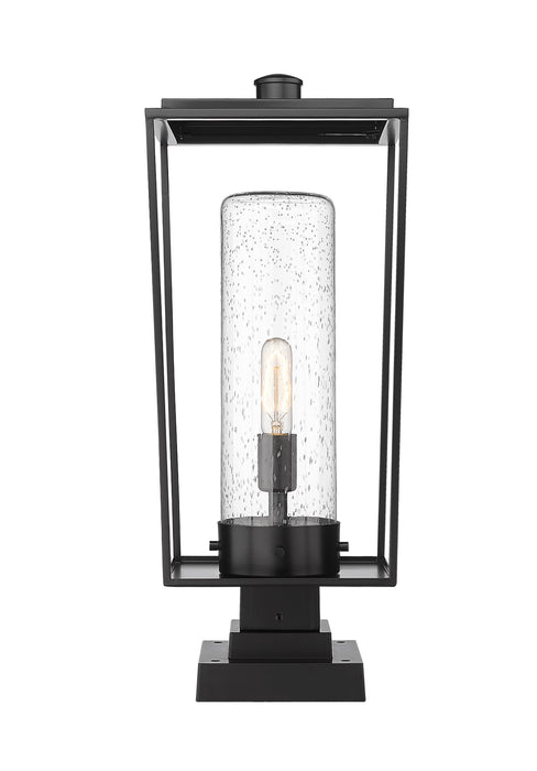 Outdoor Pier Mounted Fixture Z-Lite 594PHBS-SQPM-BK Black Sheridan 1 Light Outdoor Pier Mounted Fixture Z-Lite