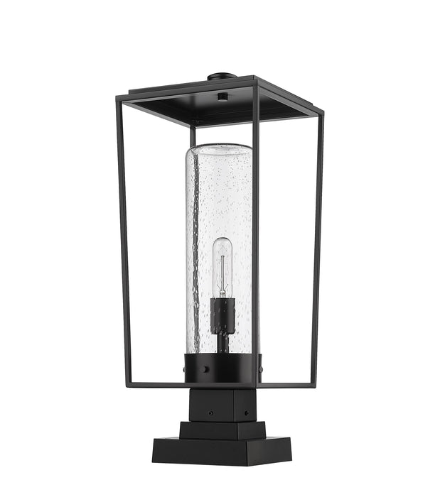 Outdoor Pier Mounted Fixture Z-Lite 594PHBS-SQPM-BK Black Sheridan 1 Light Outdoor Pier Mounted Fixture Z-Lite