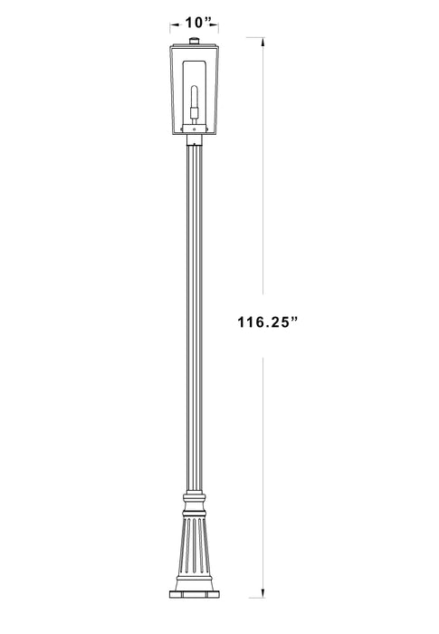 Outdoor Post Mounted Fixture Z-Lite 595PHBR-519P-BK Black Sheridan 1 Light Outdoor Post Mounted Fixture Z-Lite