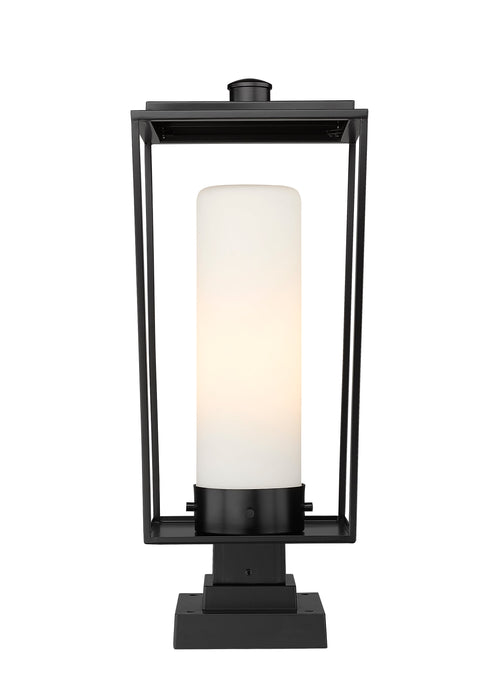 Outdoor Pier Mounted Fixture Z-Lite 595PHBS-SQPM-BK Black Sheridan 1 Light Outdoor Pier Mounted Fixture Z-Lite