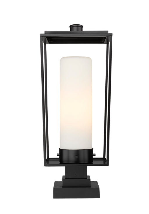 Outdoor Pier Mounted Fixture Z-Lite 595PHBS-SQPM-BK Black Sheridan 1 Light Outdoor Pier Mounted Fixture Z-Lite