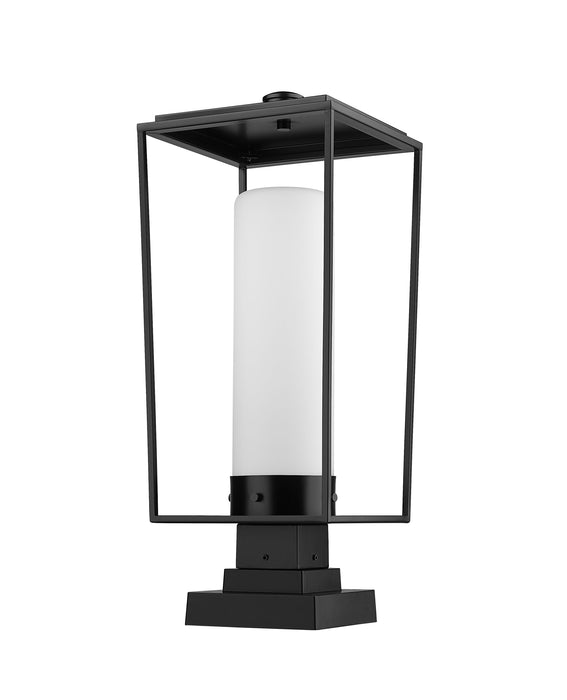 Outdoor Pier Mounted Fixture Z-Lite 595PHBS-SQPM-BK Black Sheridan 1 Light Outdoor Pier Mounted Fixture Z-Lite