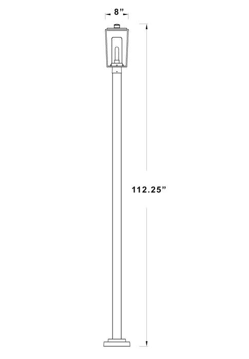 Outdoor Post Mounted Fixture Z-Lite 595PHMS-536P-BK Black Sheridan 1 Light Outdoor Post Mounted Fixture Z-Lite