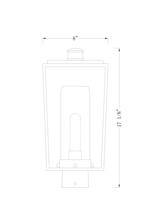 Outdoor Post Mount Fixture Z-Lite 595PHMS-BK Black Sheridan 1 Light Outdoor Post Mount Fixture Z-Lite