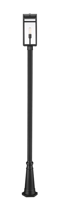 Outdoor Post Mounted Fixture Z-Lite 596PHBR-519P-BK Black Nuri 1 Light Outdoor Post Mounted Fixture Z-Lite