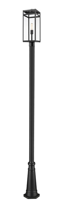 Outdoor Post Mounted Fixture Z-Lite 596PHBR-519P-BK Black Nuri 1 Light Outdoor Post Mounted Fixture Z-Lite