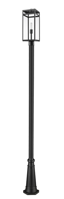 Outdoor Post Mounted Fixture Z-Lite 596PHBR-519P-BK Black Nuri 1 Light Outdoor Post Mounted Fixture Z-Lite